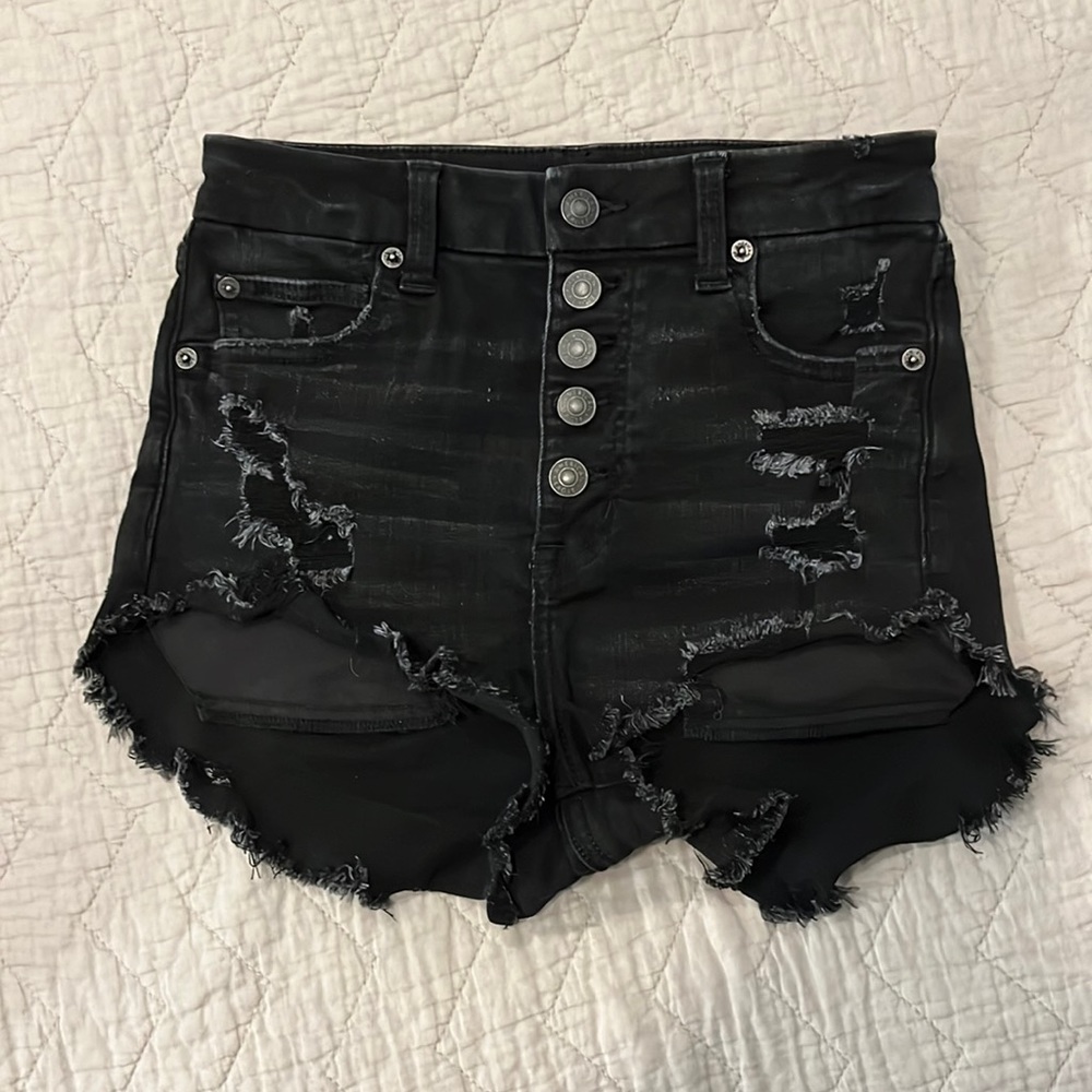 AE distressed high rise super stretchy shorts